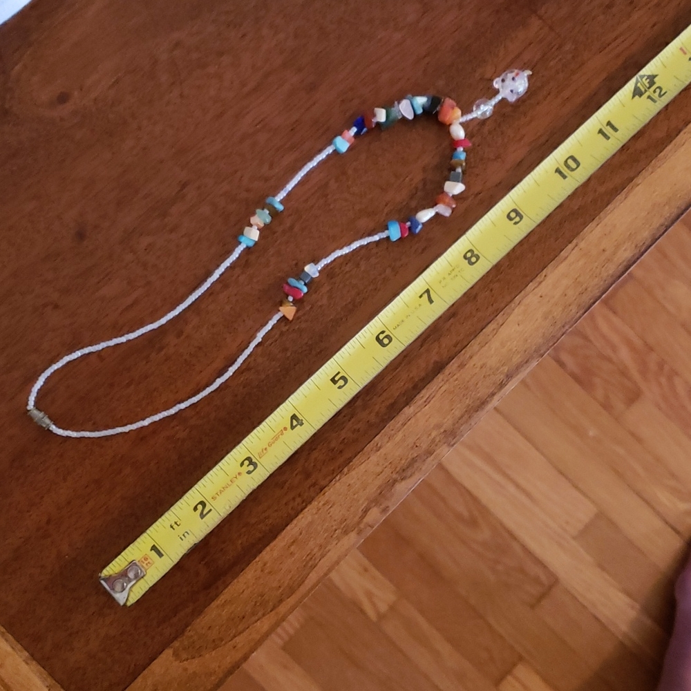 Glows in dark glass and stone bead necklace - Picture 3 of 5